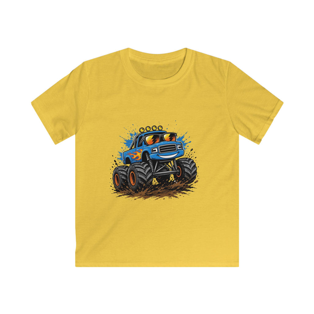 Blue Monster Truck Kids Tee | Mud Splash Racing, Off-Road Vehicle