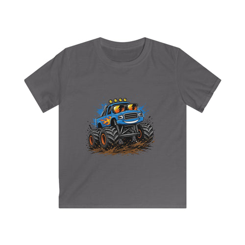 Blue Monster Truck Kids Tee | Mud Splash Racing, Off-Road Vehicle