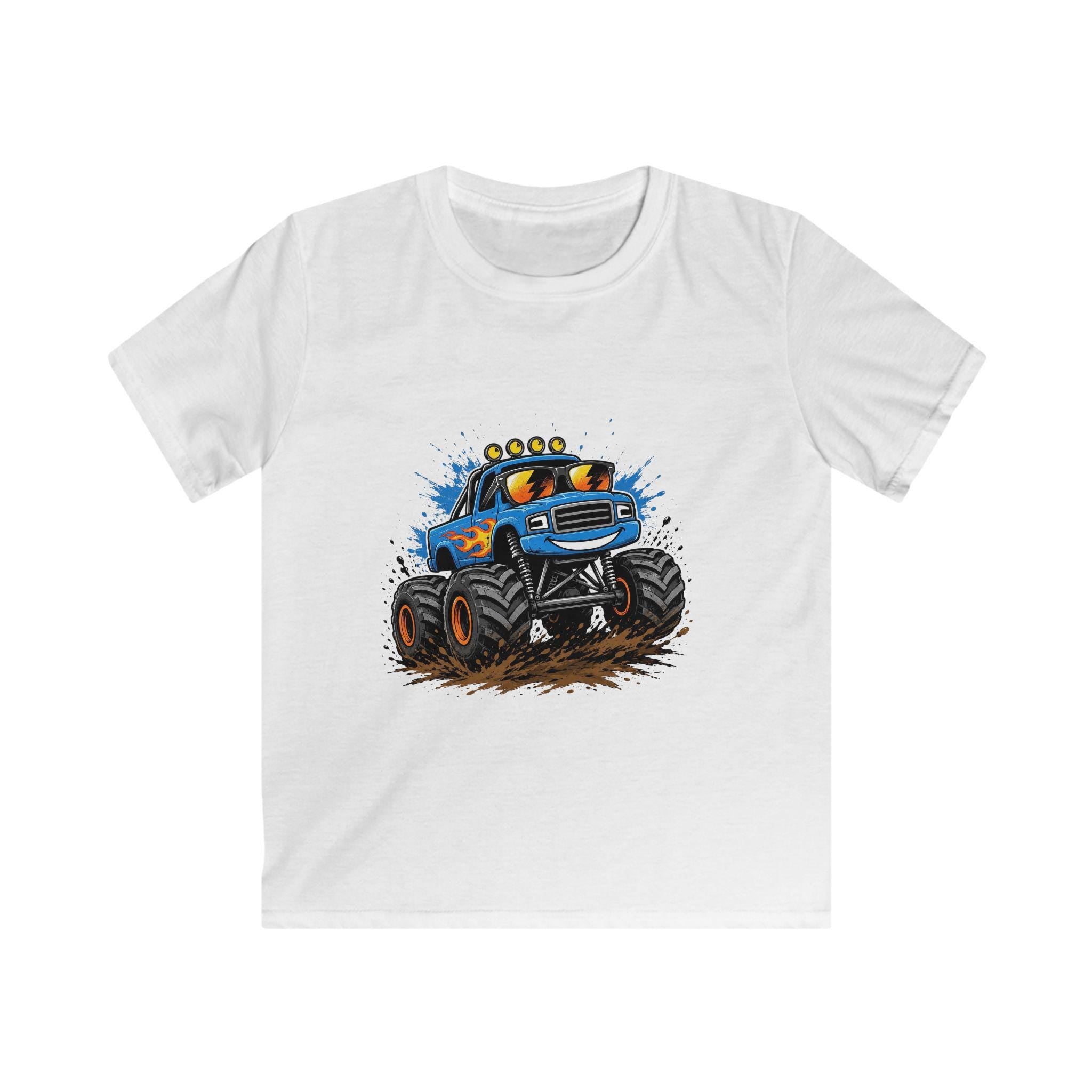 Blue Monster Truck Kids Tee | Mud Splash Racing, Off-Road Vehicle