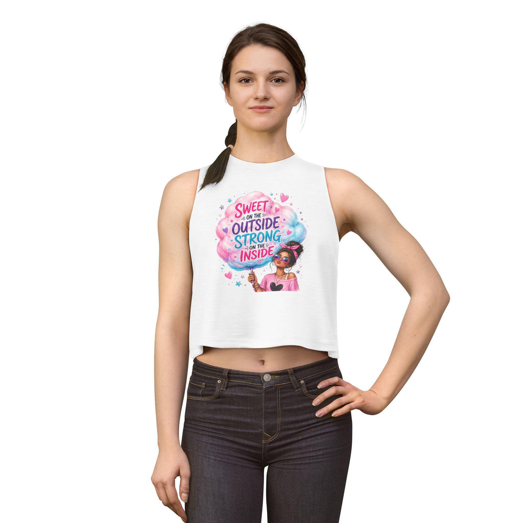 Sweet on the Outside Strong on the Inside Crop Top | Cotton Graphic Tank