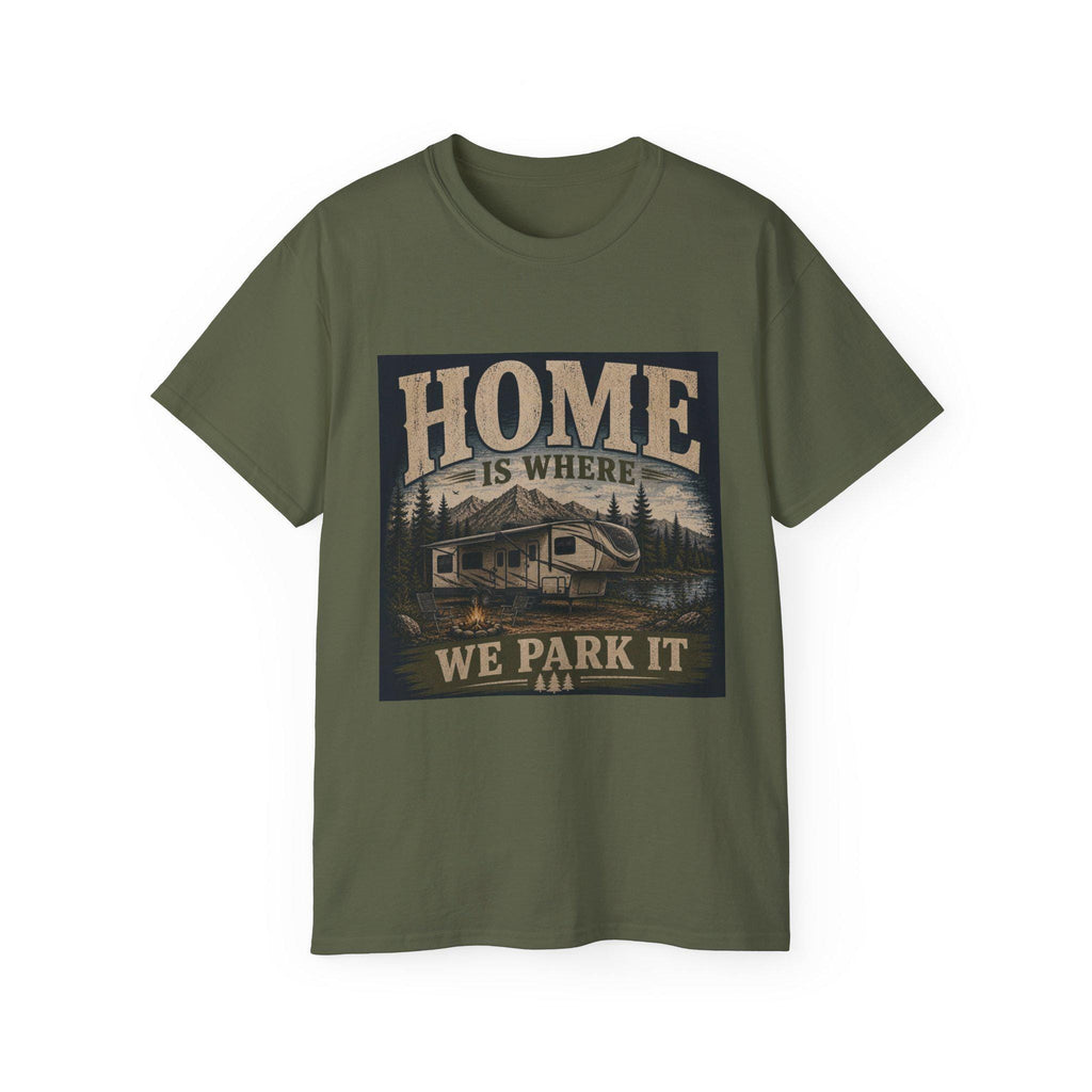 Home Is Where We Park It RV Camper Tee | Camping Outdoors Shirt