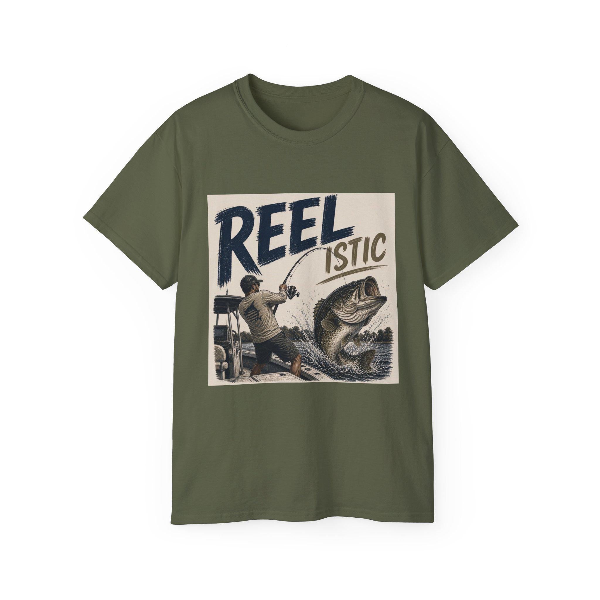 Reel-istic Fishing Graphic Tee | Bass Angler Retro Illustration