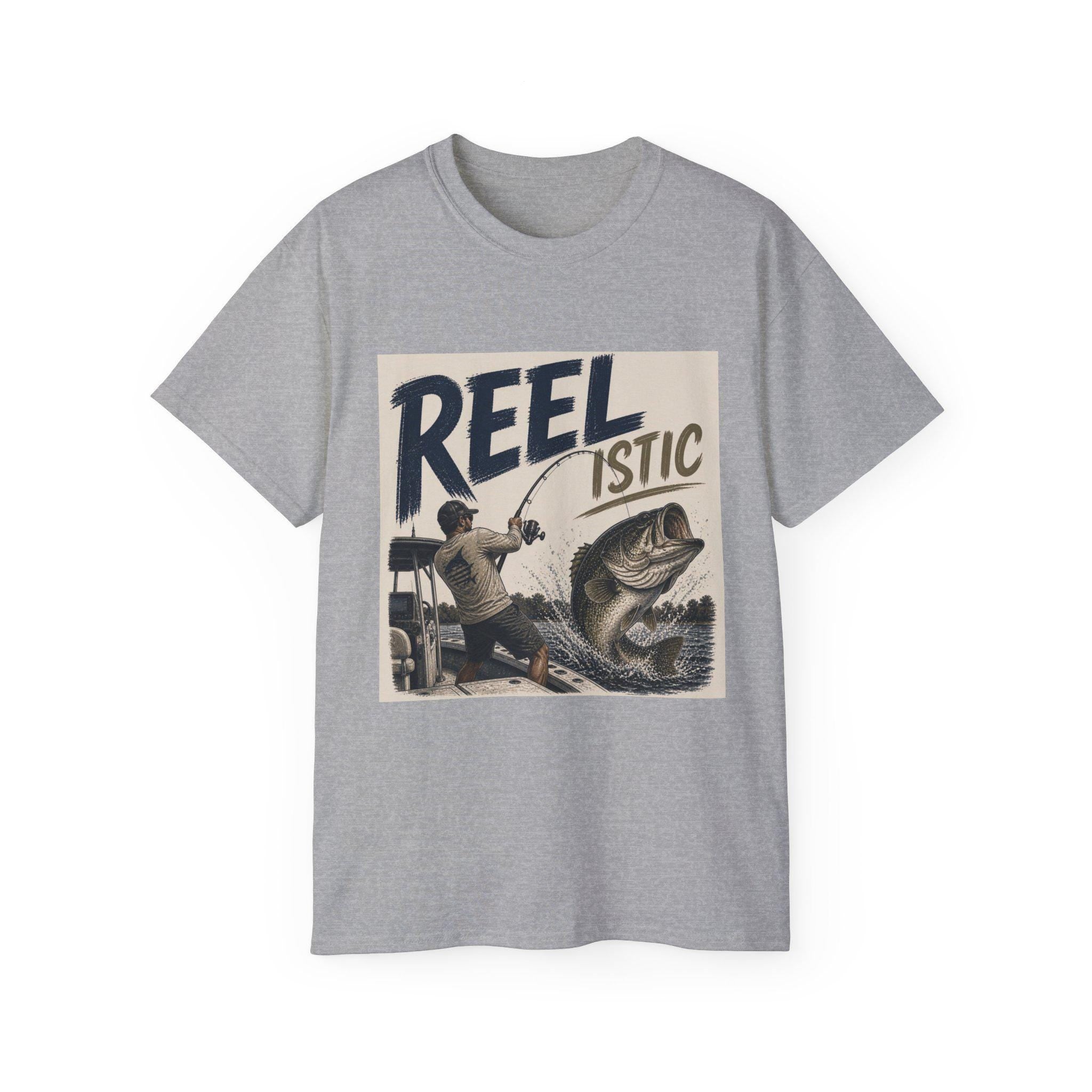 Reel-istic Fishing Graphic Tee | Bass Angler Retro Illustration