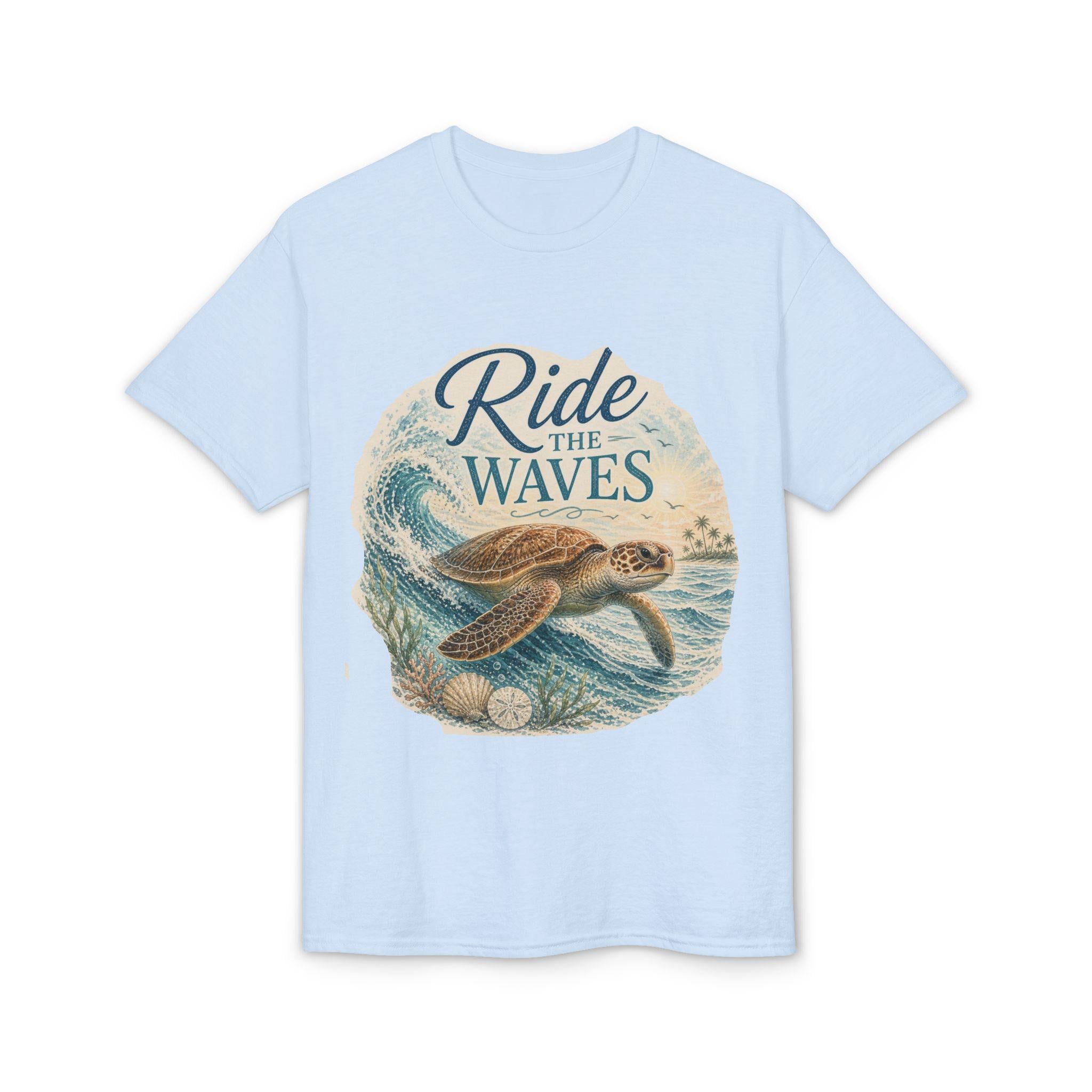 Ride the Waves Sea Turtle T-Shirt | Ocean Wave Graphic Tee