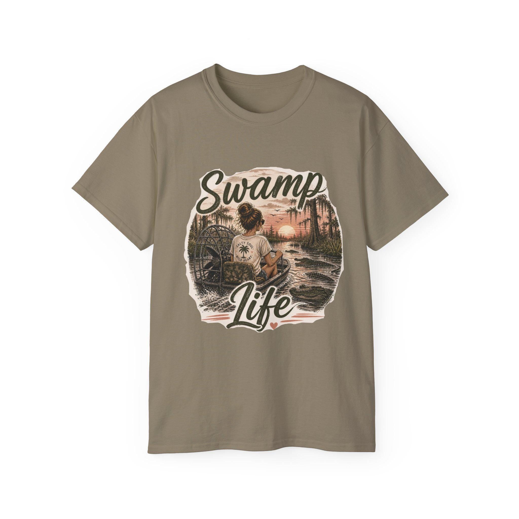 Swamp Life Tee | Alligator Bayou Fishing Scene T-Shirt