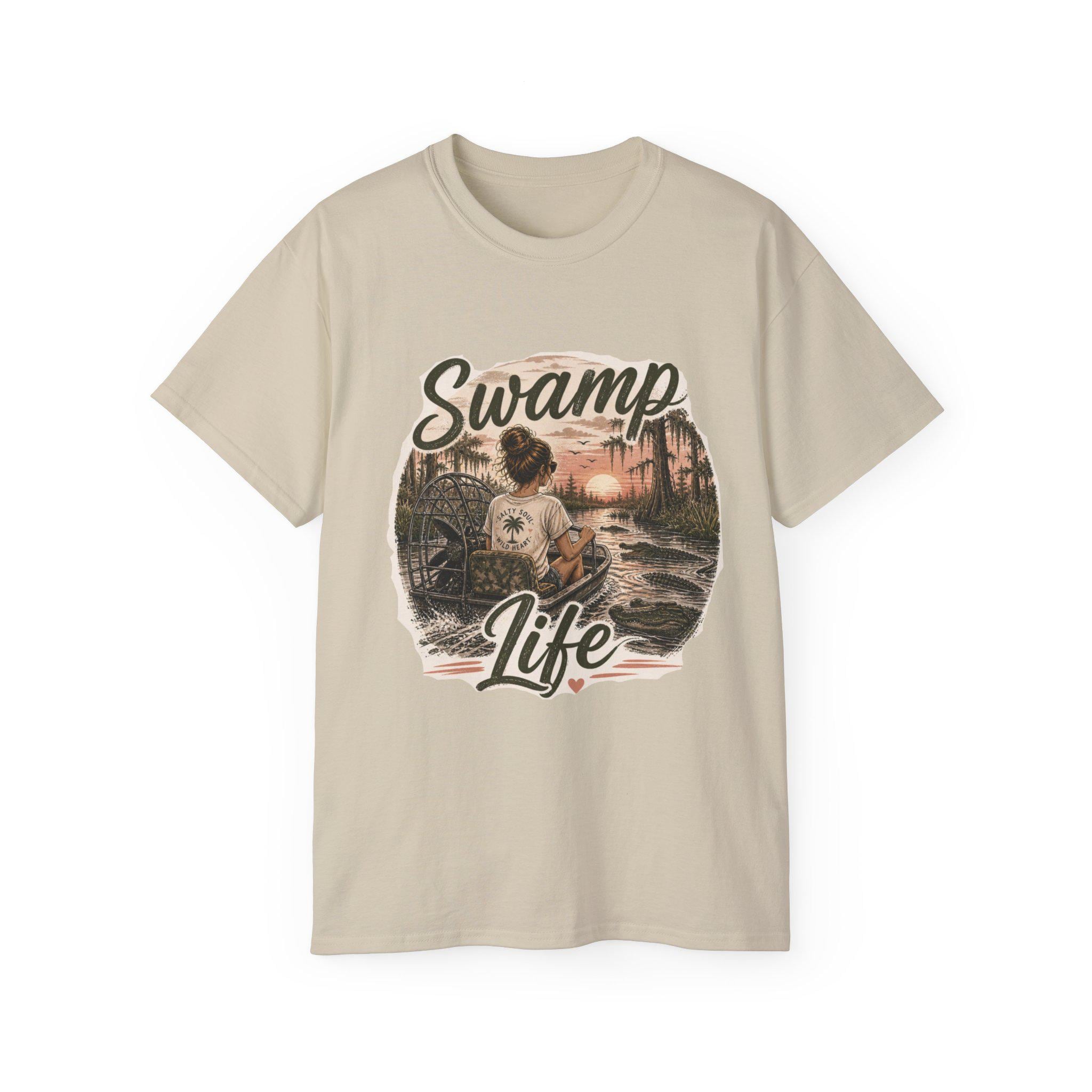 Swamp Life Tee | Alligator Bayou Fishing Scene T-Shirt