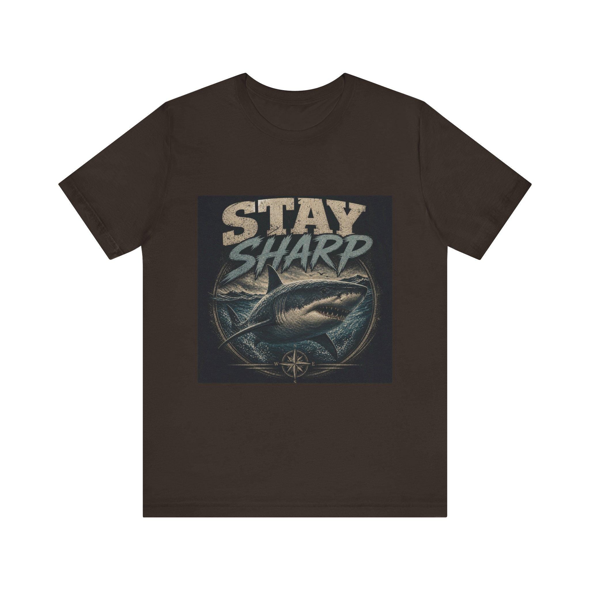 Stay Sharp Shark Tee | Vintage Nautical Compass Illustration