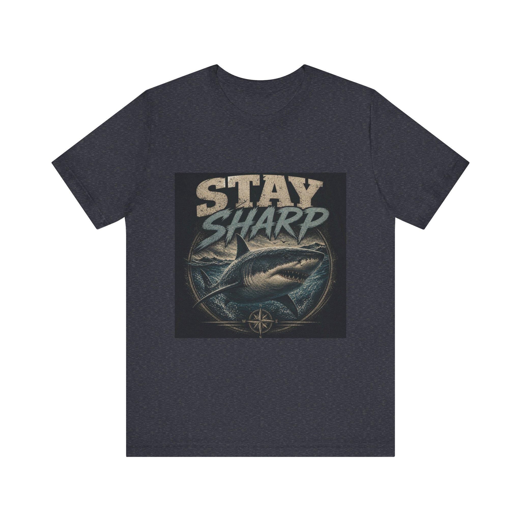 Stay Sharp Shark Tee | Vintage Nautical Compass Illustration
