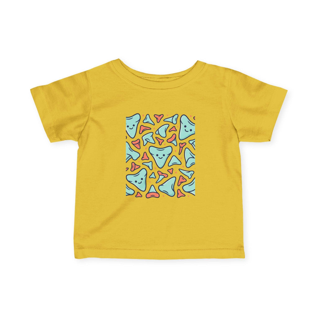 Smiling Triangle Pattern Infant Tee | Cute Geometric Shapes, Pastel Print