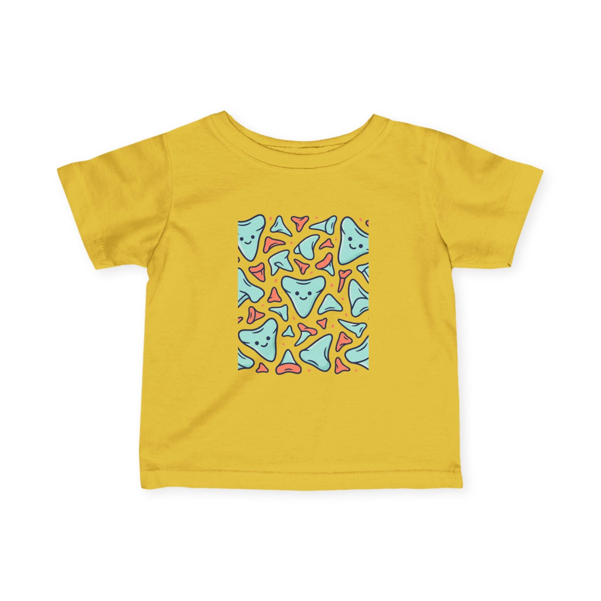 Smiling Triangle Pattern Infant Tee | Cute Geometric Shapes, Pastel Print