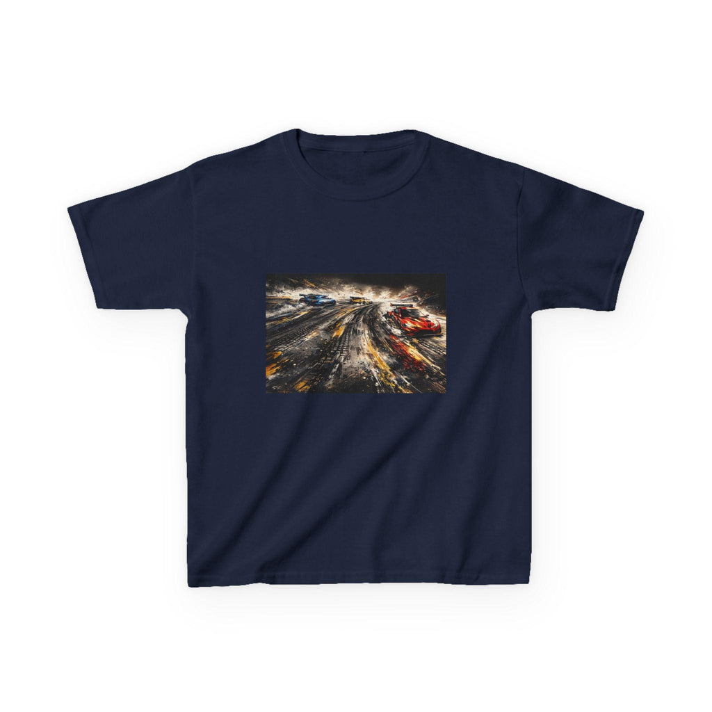 Racing Cars Print Tee | Kids white shirt, action car illustration