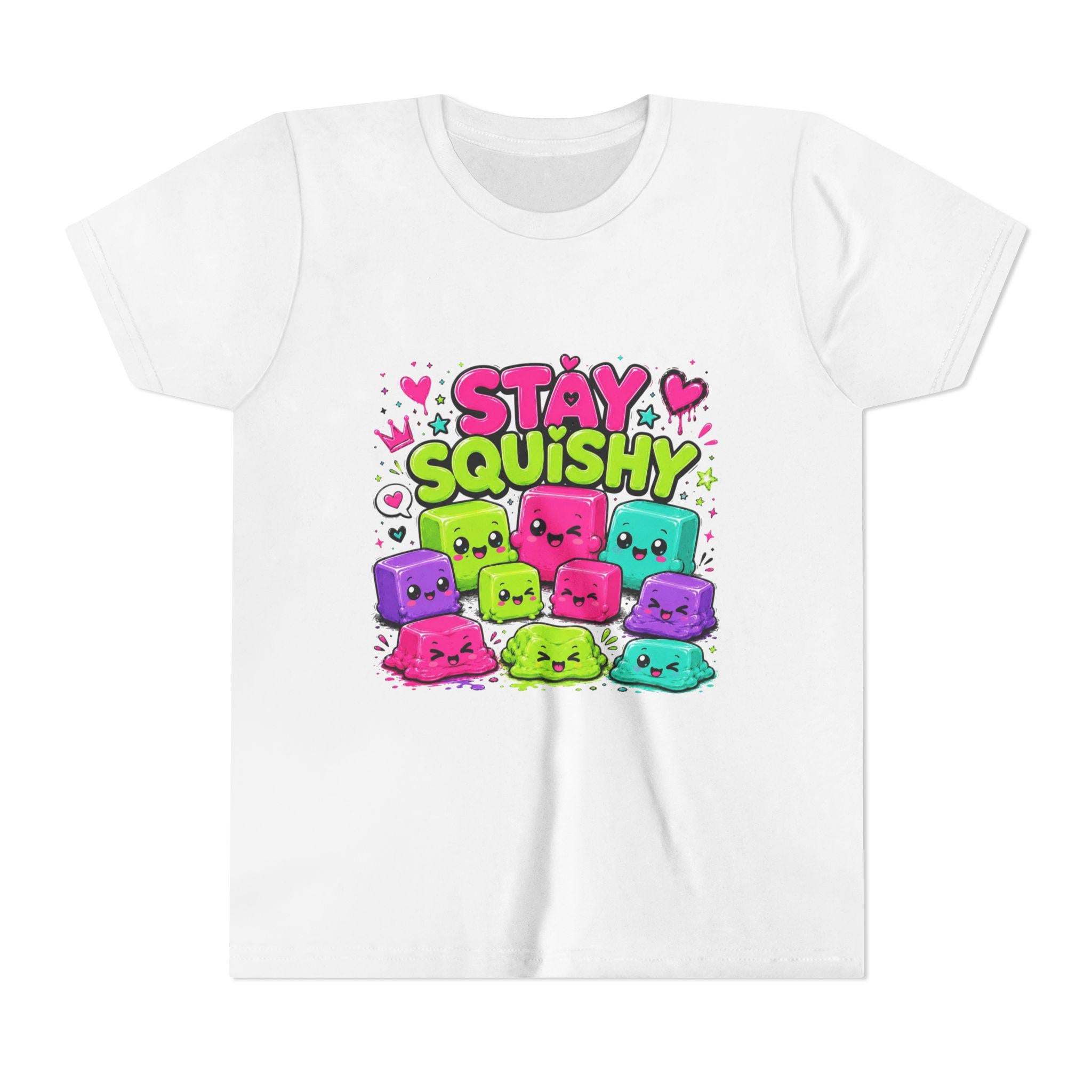 Stay Squishy Cute Slime Characters Youth Tee | Colorful Kawaii Graphic