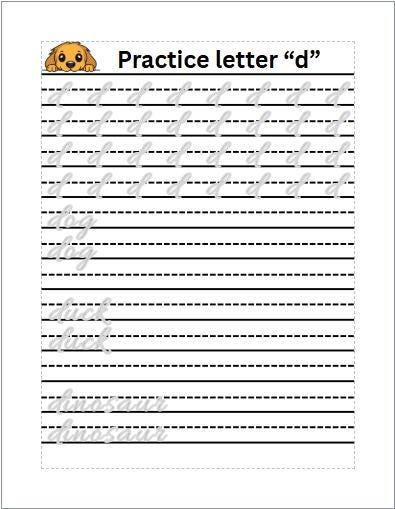 Printable Cursive Workbook for Kids - Handwriting Practice Sheets A-Z - Homeschool PDF