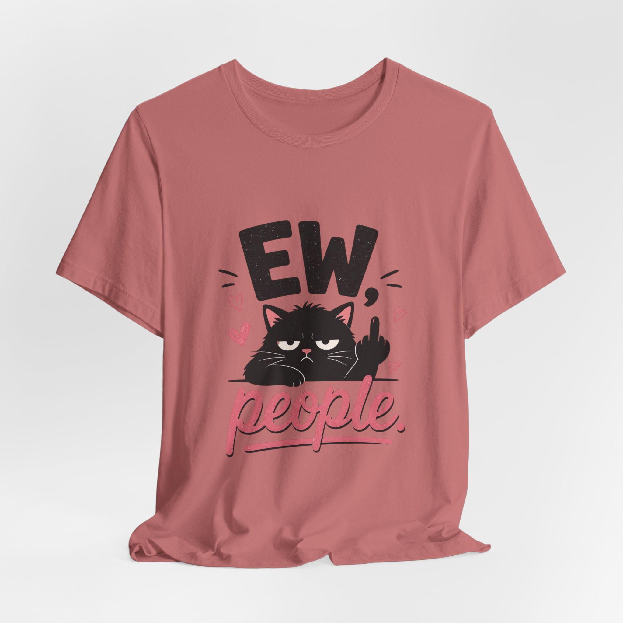 Ew People black cat graphic T-Shirt | funny sarcastic cat tee