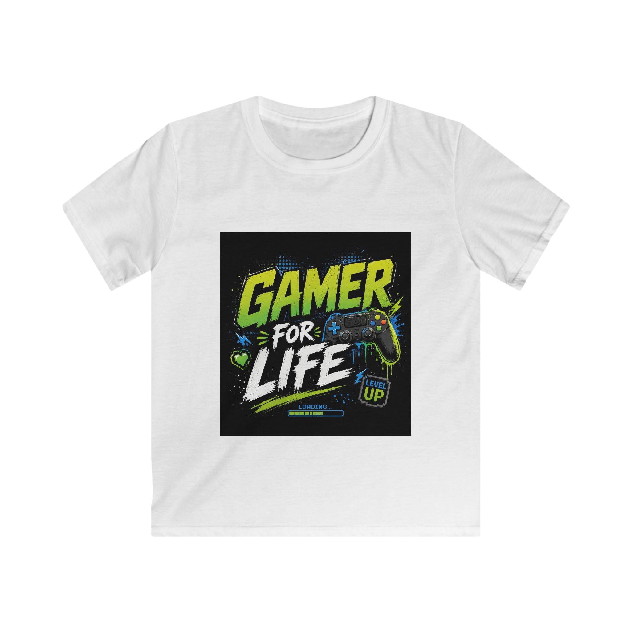 Gamer For Life Kids Tee | Video Game Controller, Neon Gamer Design