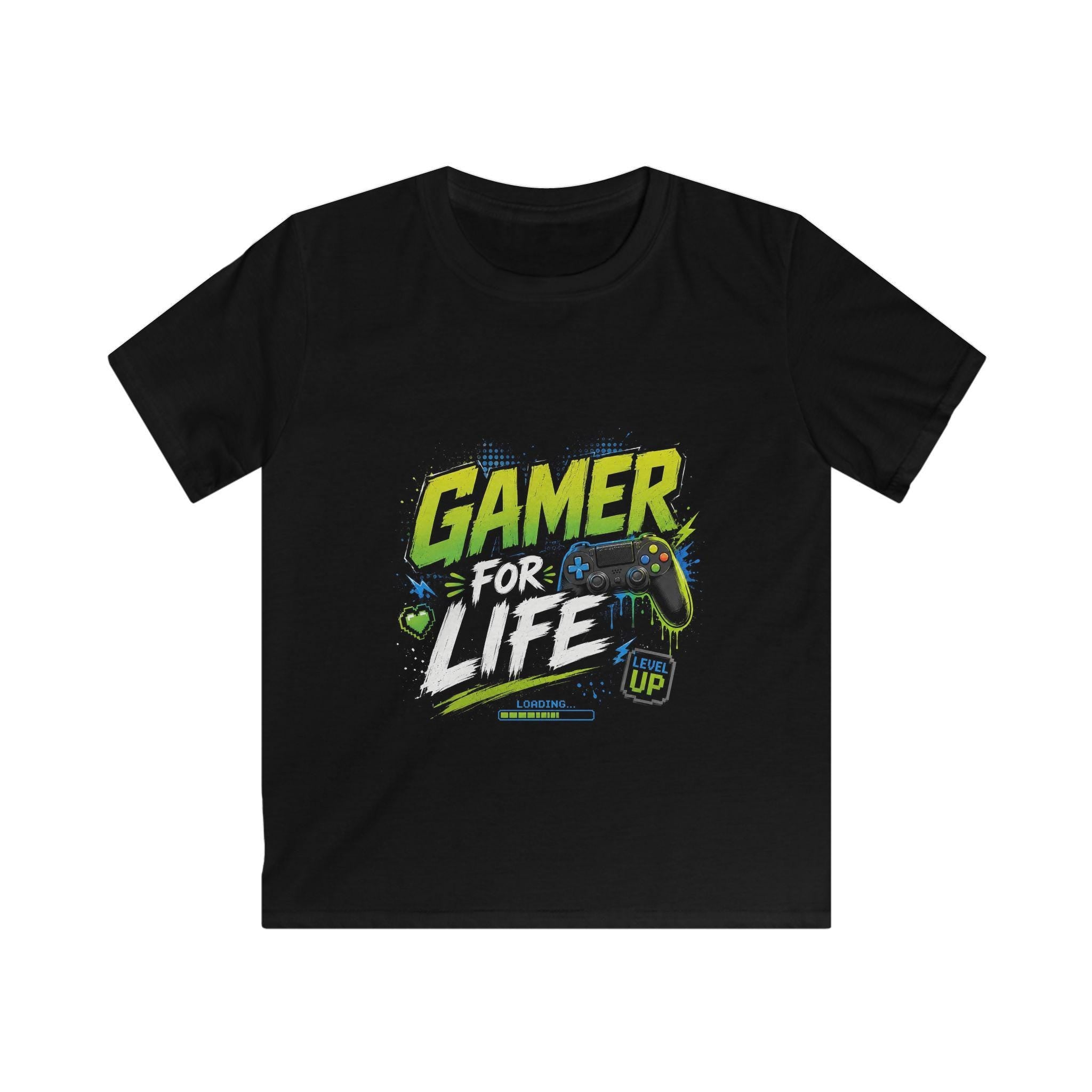Gamer For Life Kids Tee | Video Game Controller, Neon Gamer Design