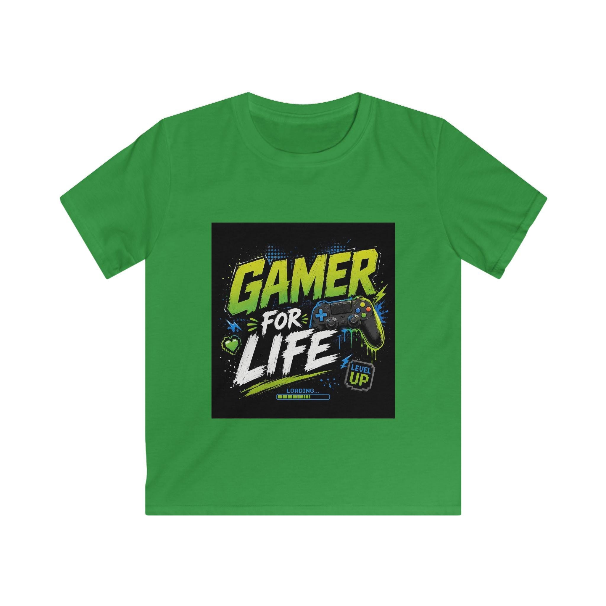 Gamer For Life Kids Tee | Video Game Controller, Neon Gamer Design