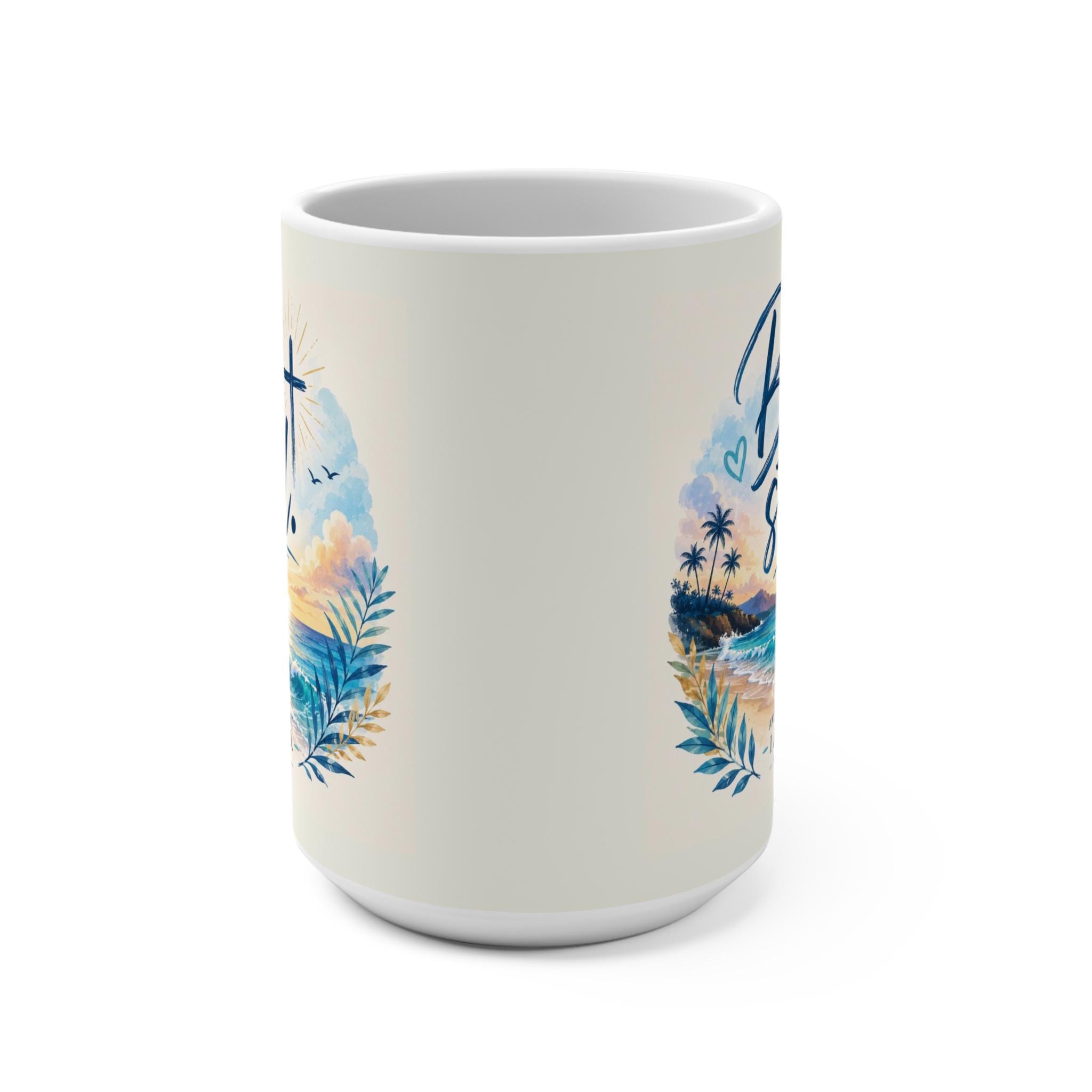 Be Still Psalm 46:10 Mug | Christian Inspirational Beach Design