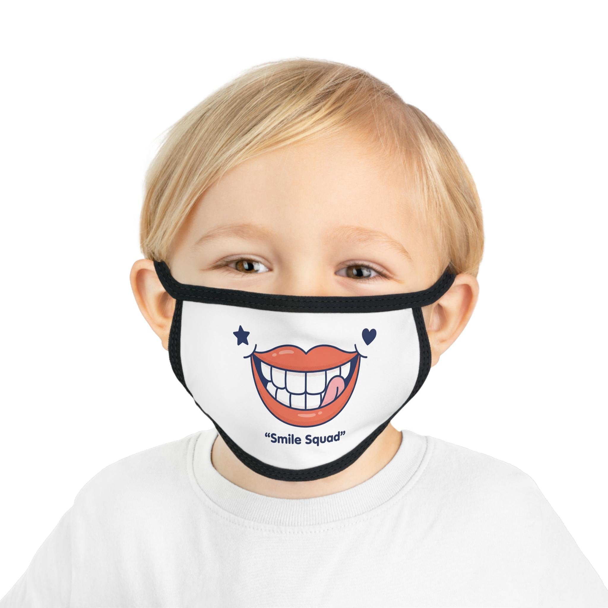 Kids Cartoon Smile Face Mask | Polyester, Reusable, USA Assembled