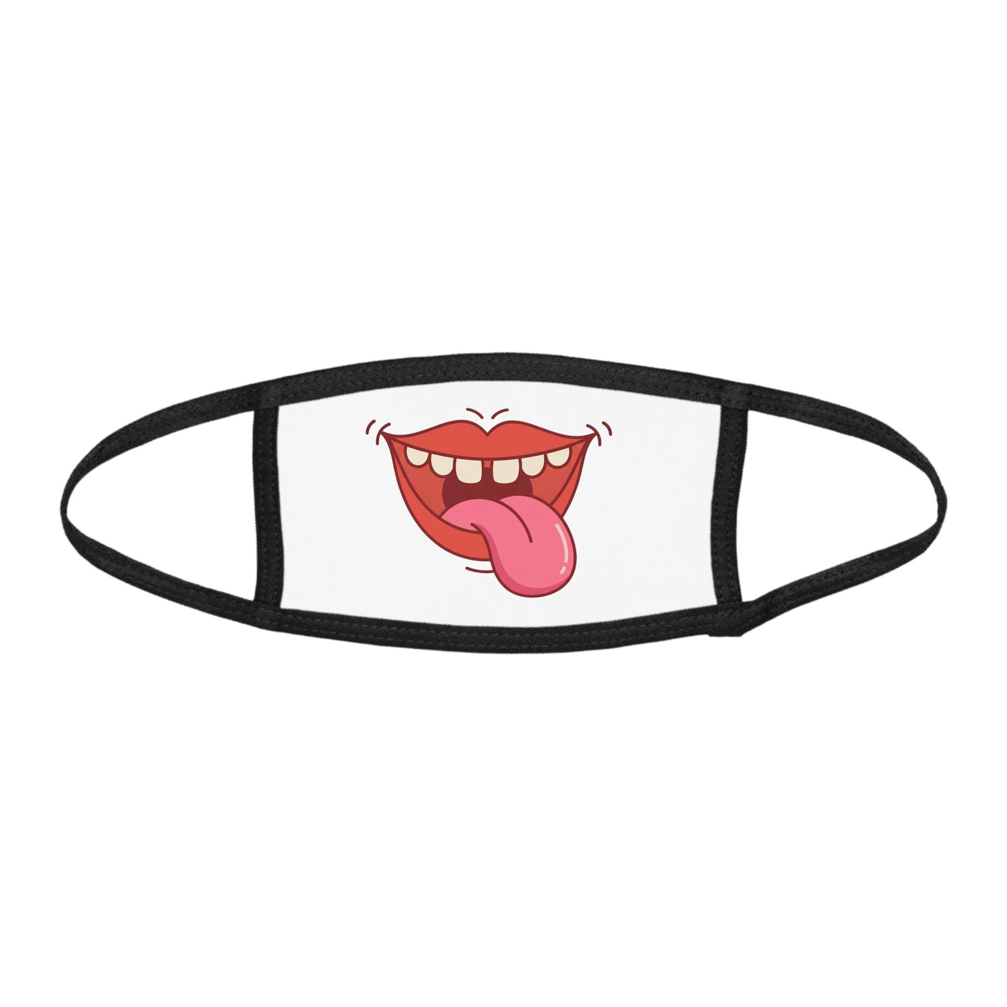 Tongue Out Smile Kid's Face Mask | Funny Cartoon Mouth Design