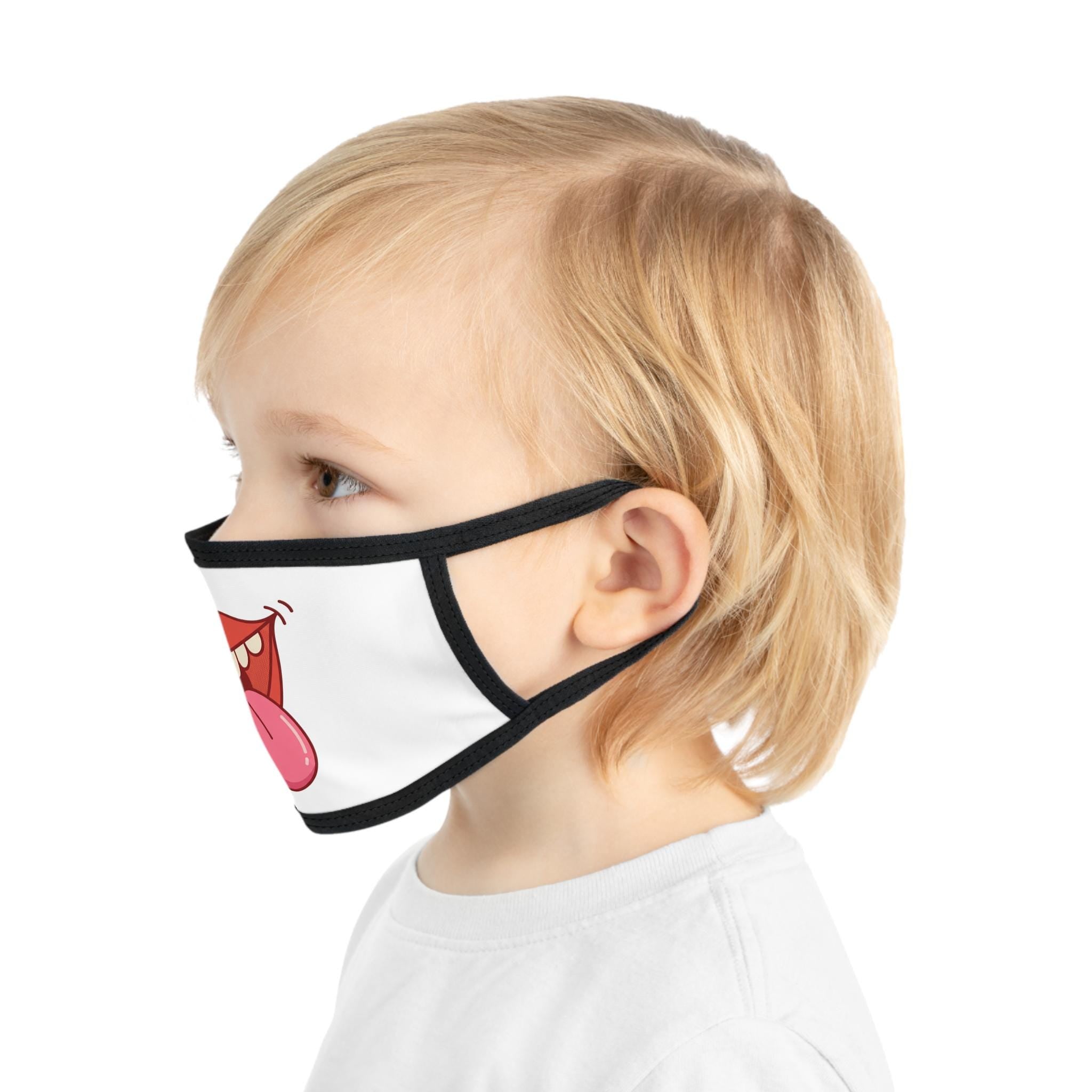 Tongue Out Smile Kid's Face Mask | Funny Cartoon Mouth Design