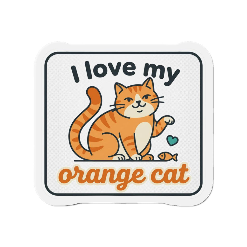 Orange Tabby Cat Die-Cut Magnet | Cartoon Feline Fridge Decor