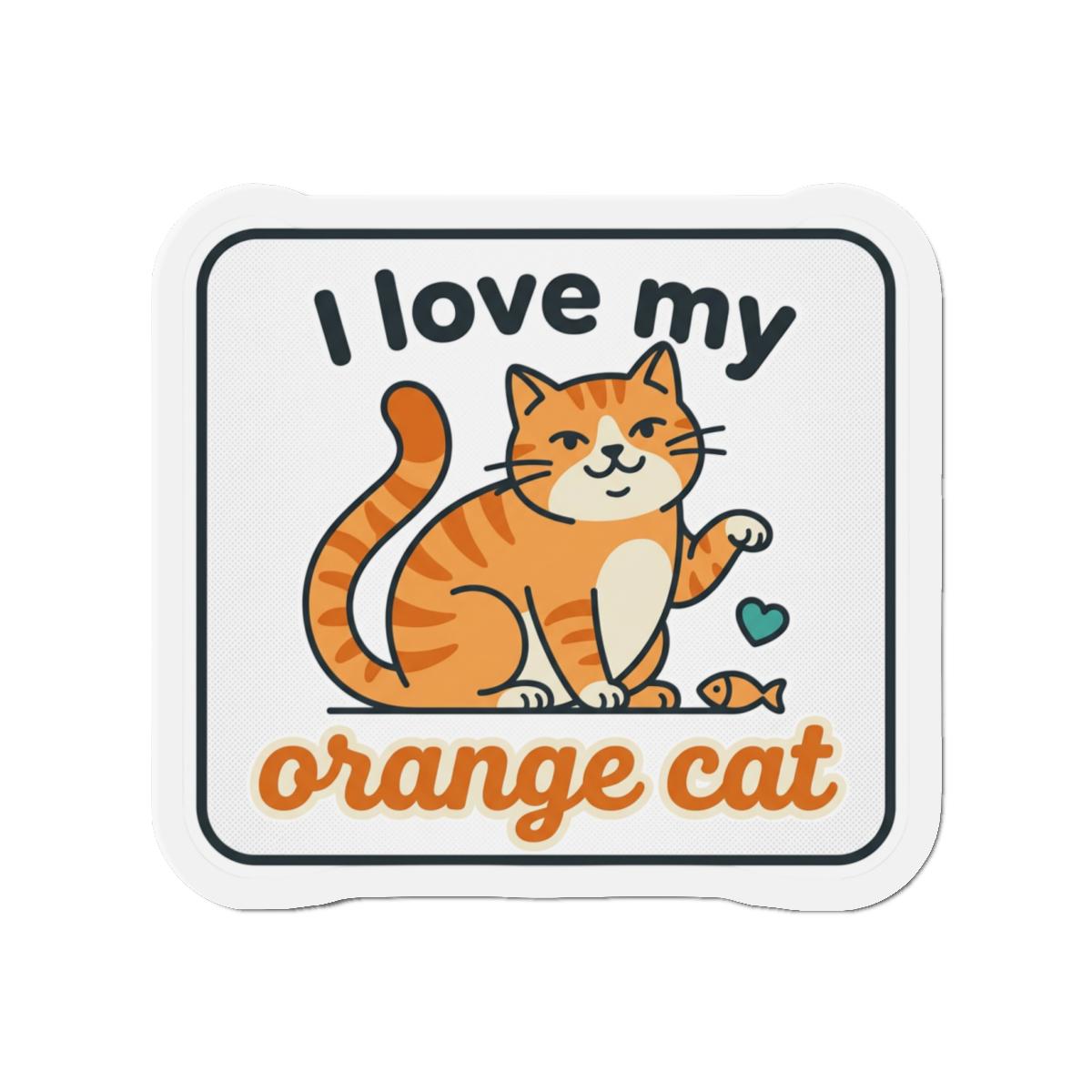 Orange Tabby Cat Die-Cut Magnet | Cartoon Feline Fridge Decor