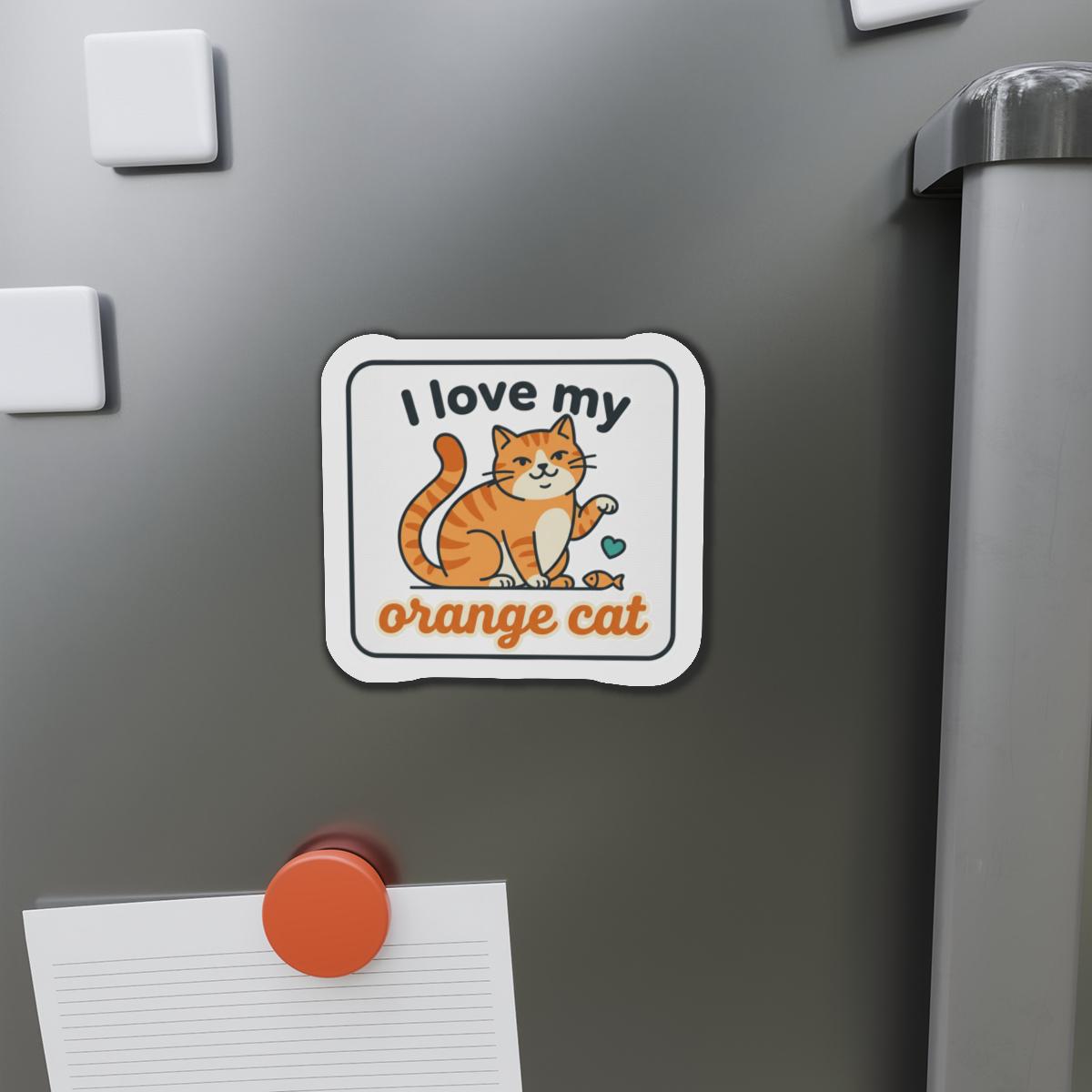Orange Tabby Cat Die-Cut Magnet | Cartoon Feline Fridge Decor