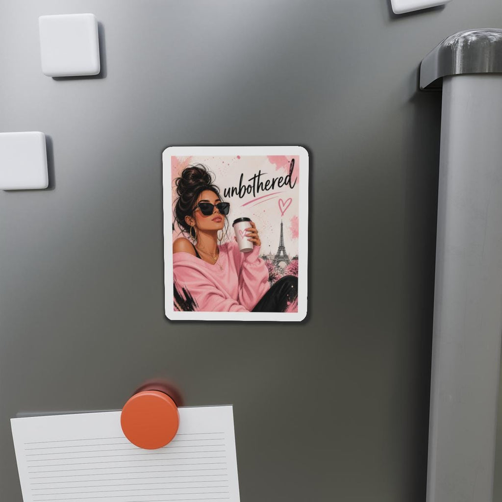 Unbothered Paris Girl Die-Cut Magnet | Fashion Coffee Eiffel