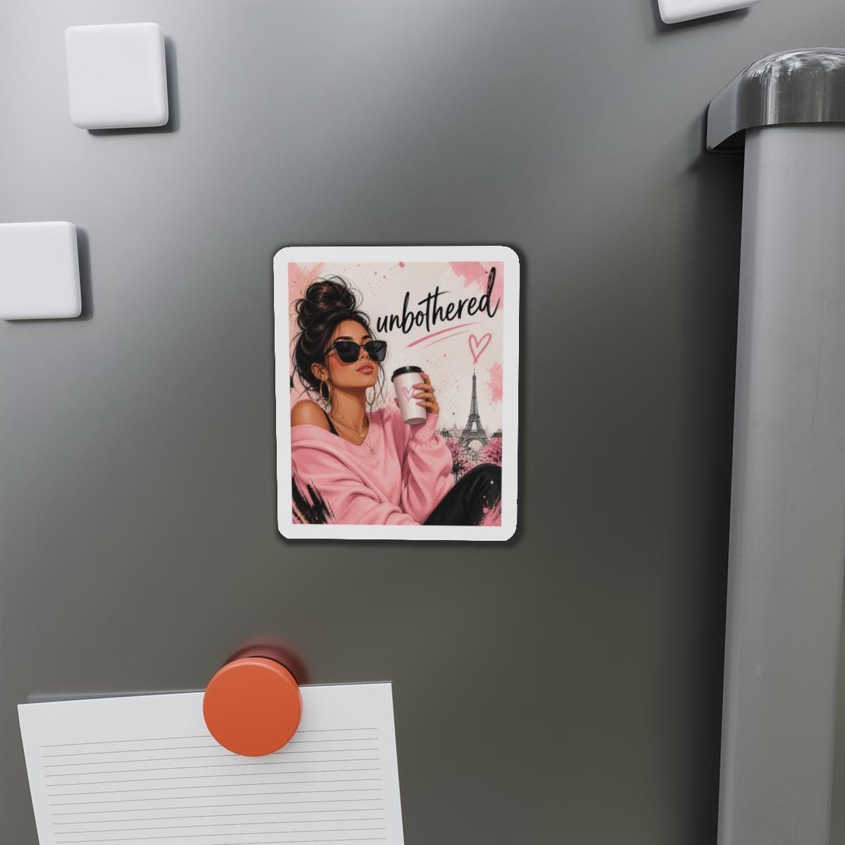 Unbothered Paris Girl Die-Cut Magnet | Fashion Coffee Eiffel