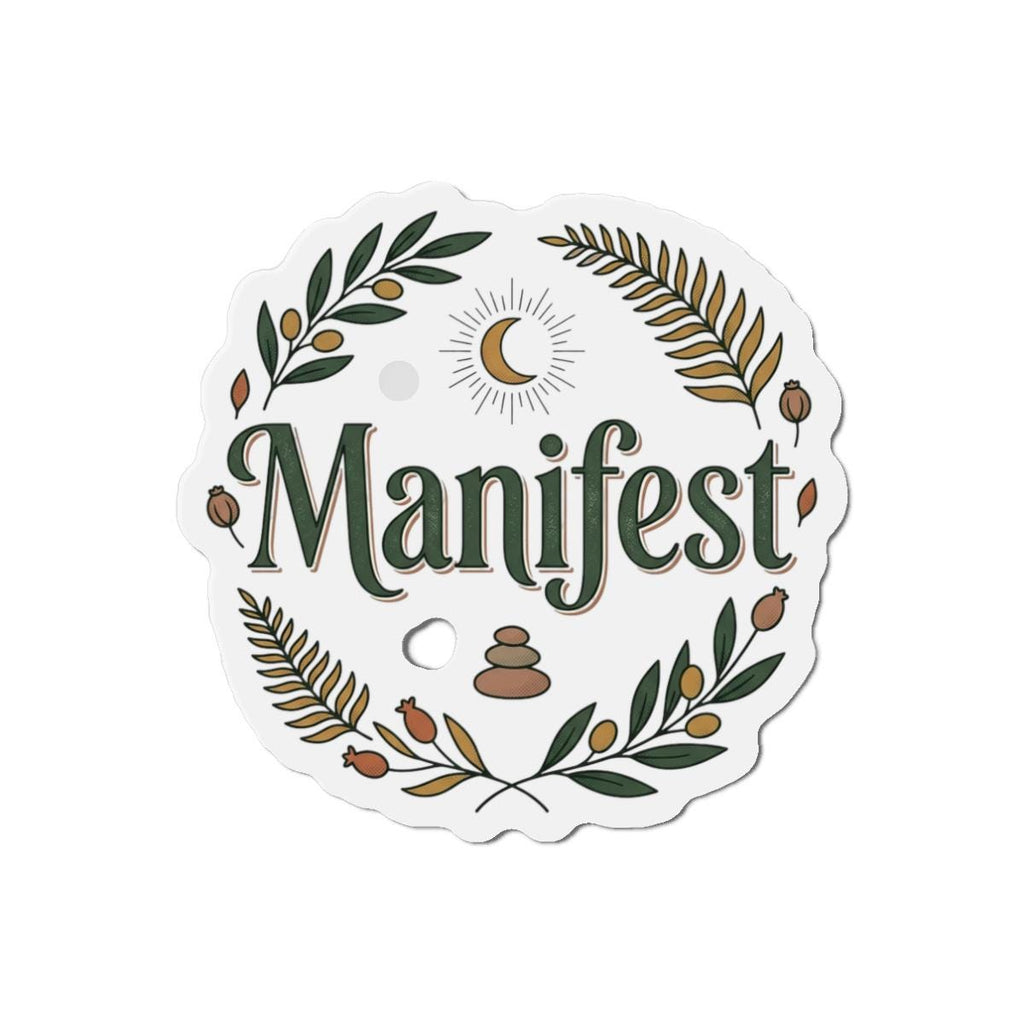 Manifest wreath die-cut magnet | spiritual affirmation fridge magnet
