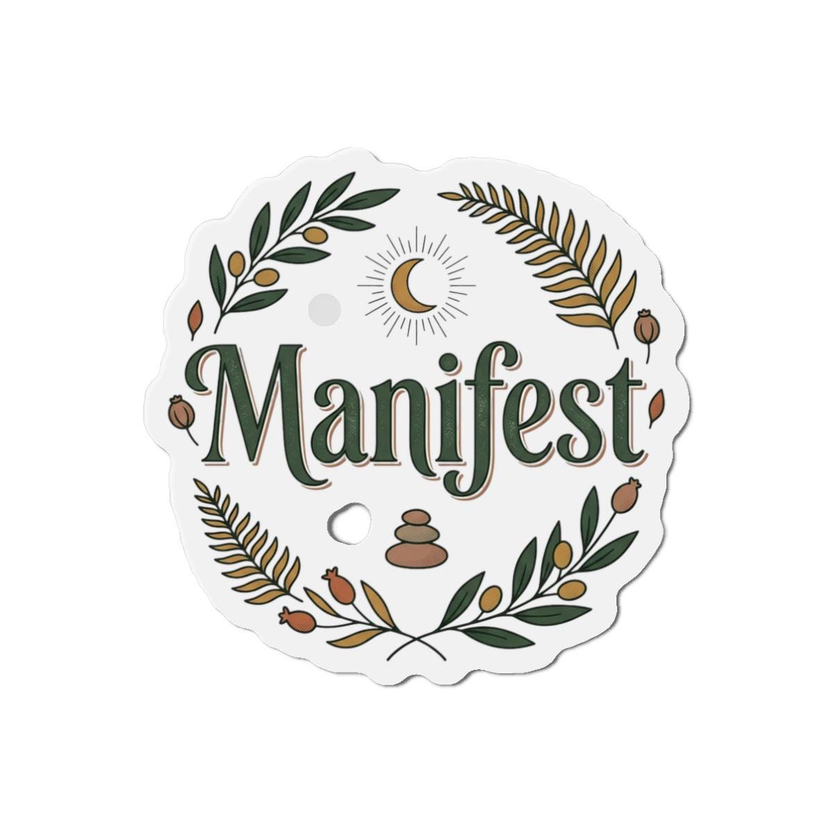 Manifest wreath die-cut magnet | spiritual affirmation fridge magnet