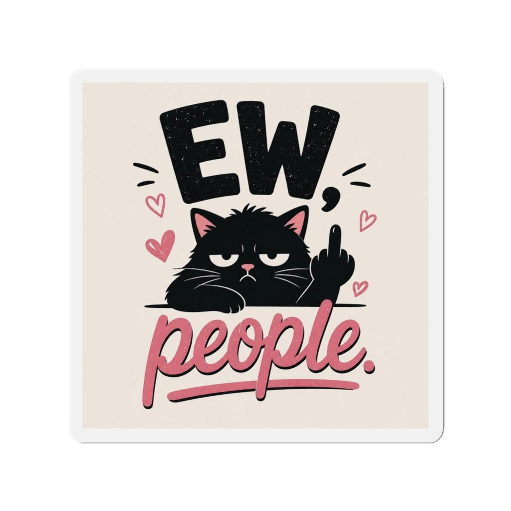 Grumpy Black Cat Magnet, Funny Sassy Middle Finger Die-Cut Vinyl
