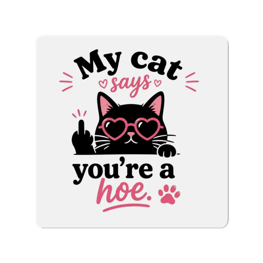 Funny Cat Magnet | Sassy Black Cat, Heart Sunglasses, Cheeky Attitude Die-Cut Vinyl
