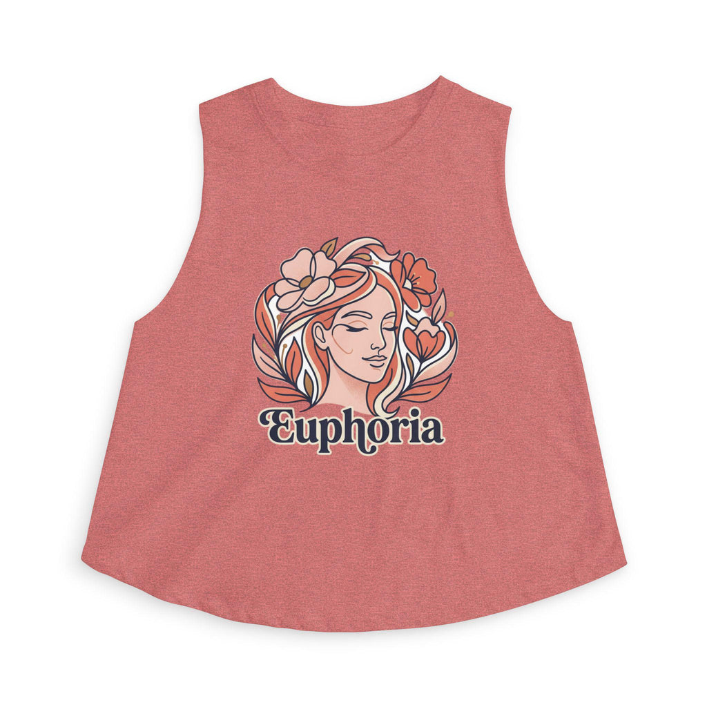 Floral Woman Portrait Euphoria Crop Top | Boho Flower Illustration