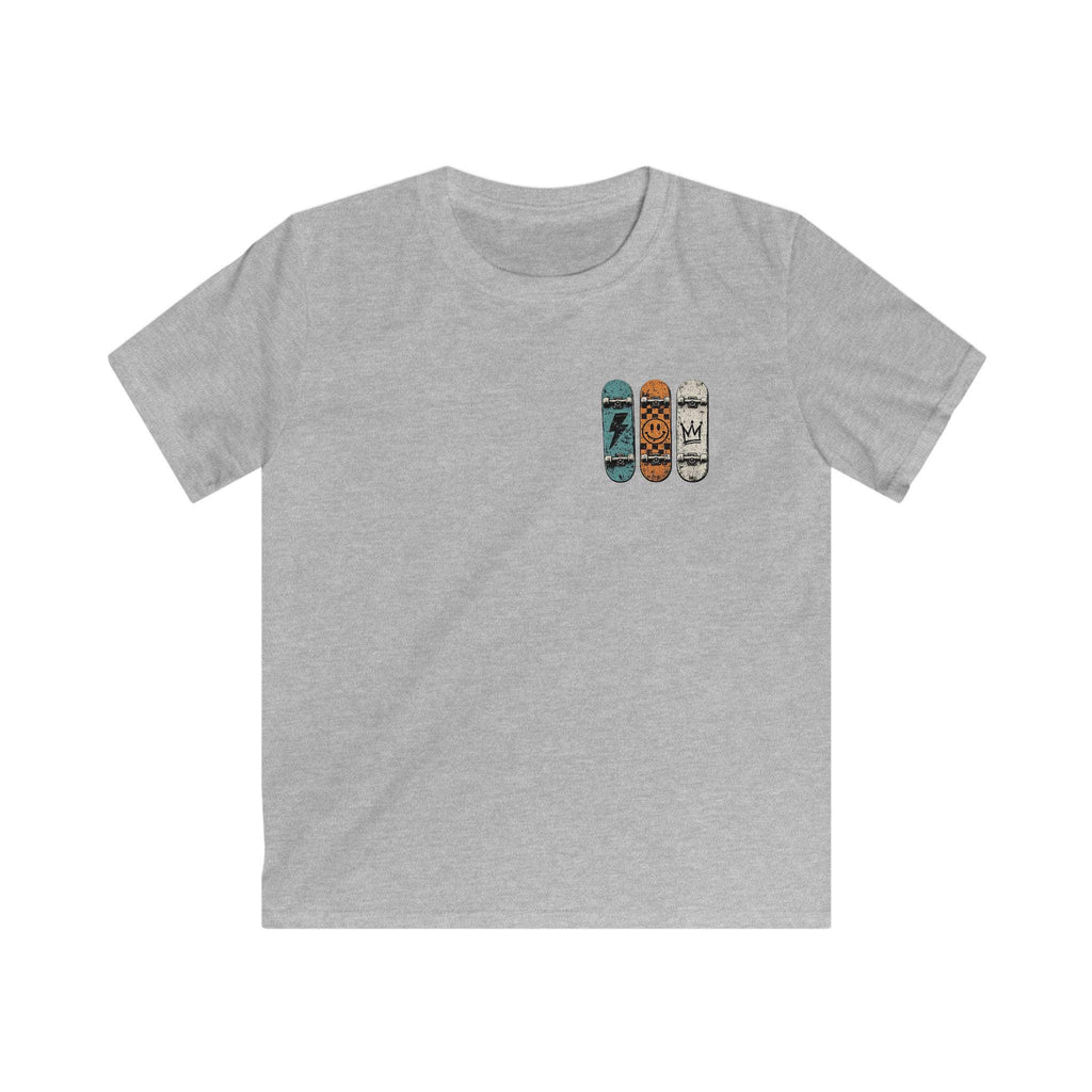Skate All Day graphic Kids Tee | Skateboard deck art, checkerboard urban design