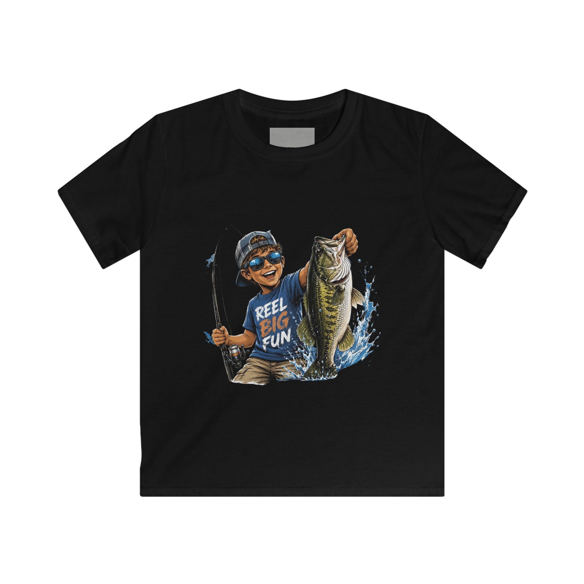 Kid Fisherboy Holding Big Bass Tee | Reel Fun Fishing Kids Shirt