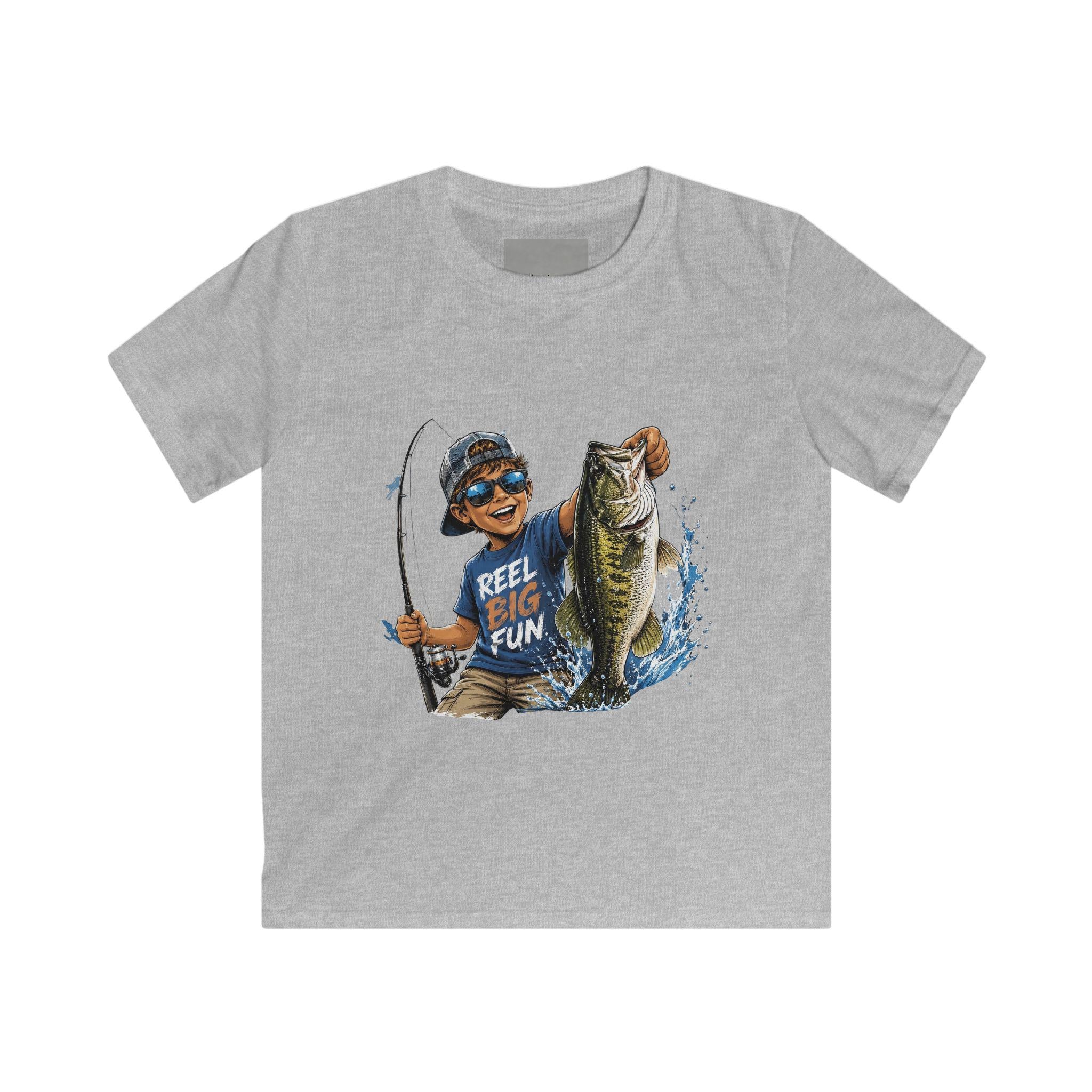Kid Fisherboy Holding Big Bass Tee | Reel Fun Fishing Kids Shirt