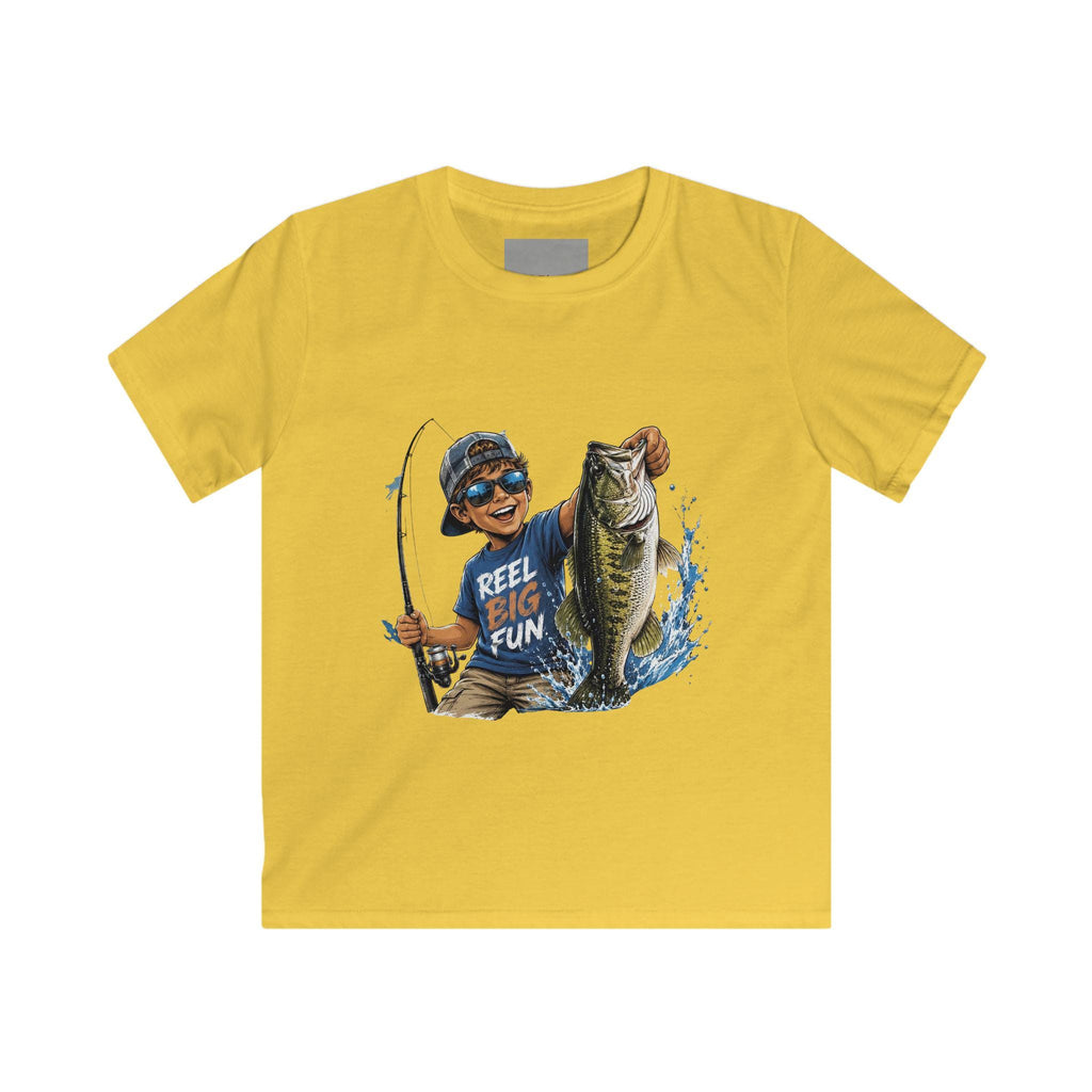 Kid Fisherboy Holding Big Bass Tee | Reel Fun Fishing Kids Shirt