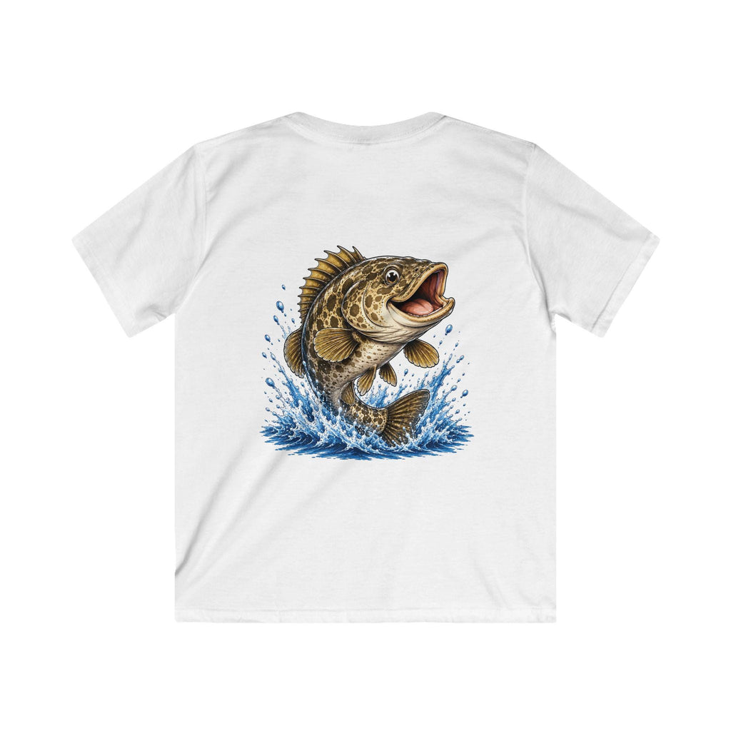 Jumping Bass Fish Kids T-Shirt | Fishing Graphic, Splash Design