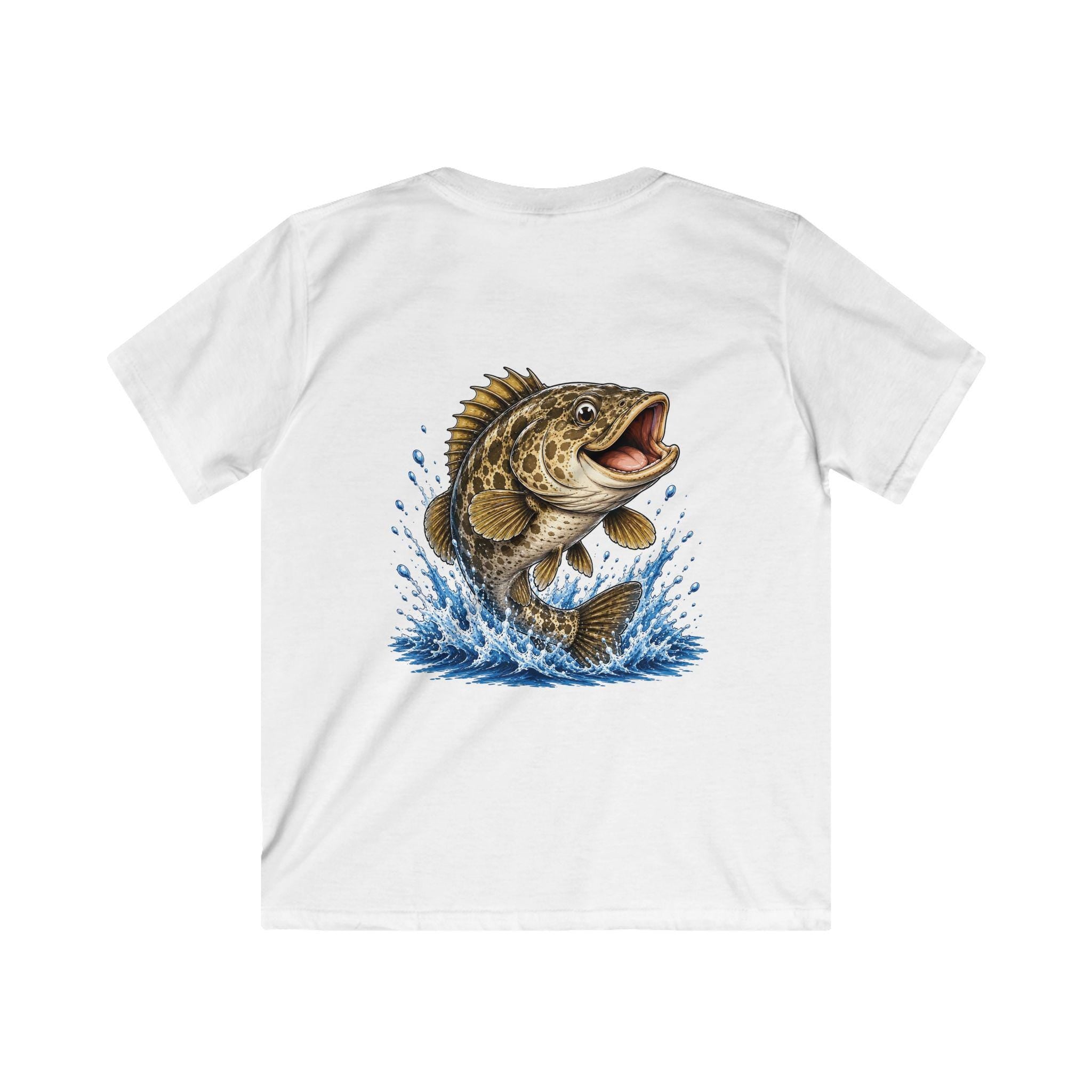 Jumping Bass Fish Kids T-Shirt | Fishing Graphic, Splash Design