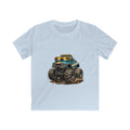 Blue Monster Truck Kids Tee | Muddy Offroad Vehicle Illustration