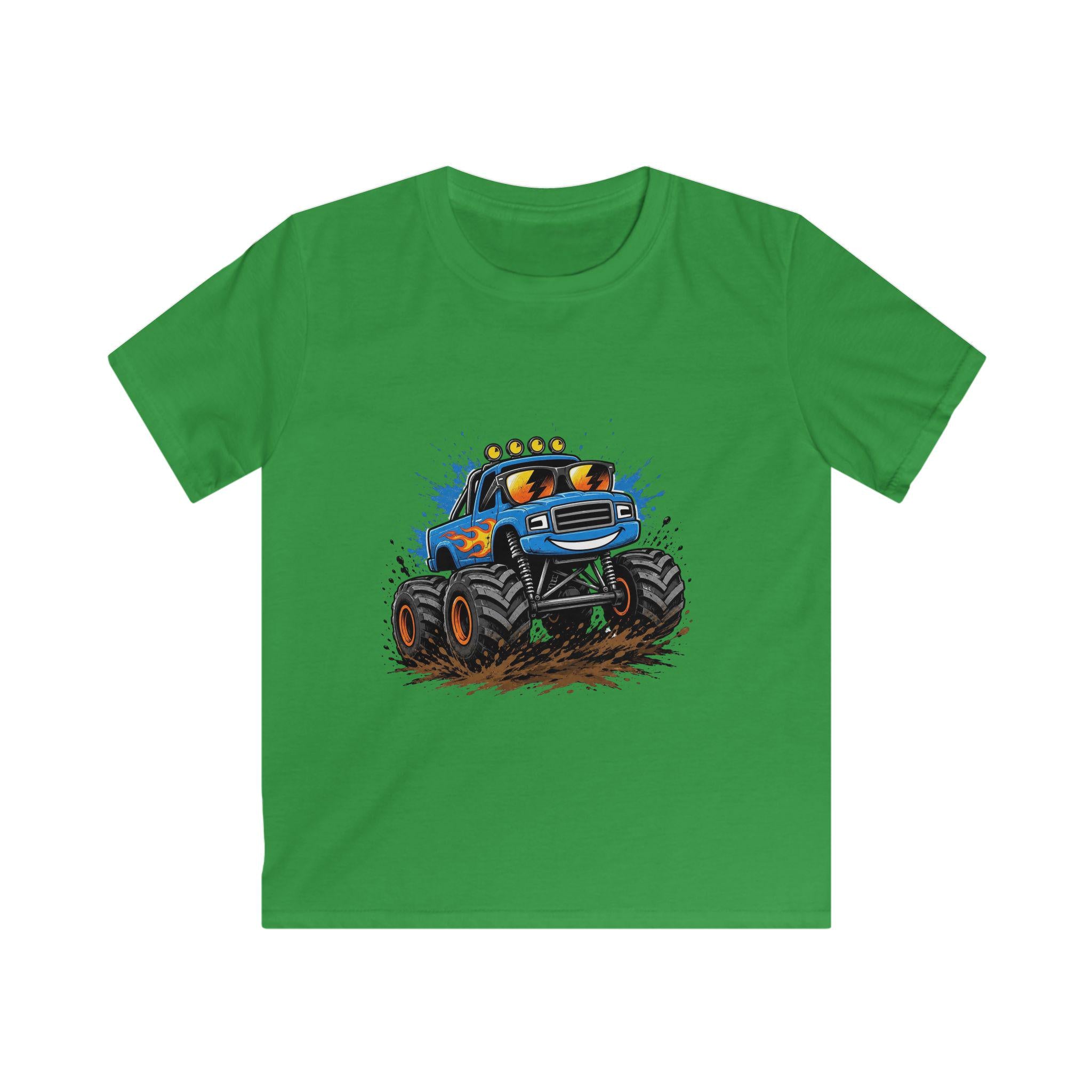 Blue Monster Truck Kids Tee | Mud Splash Racing, Off-Road Vehicle