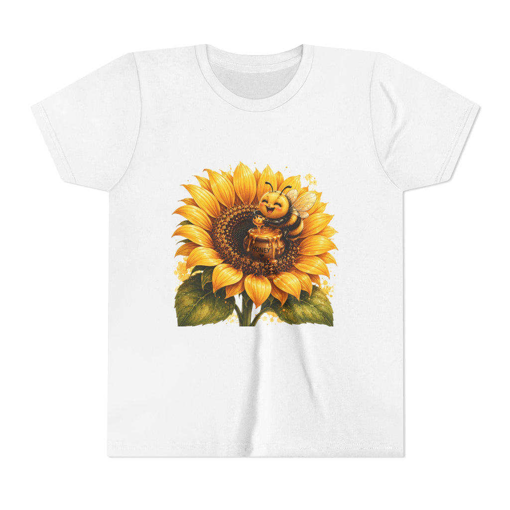 Sunflower with Bee Youth Tee | Kids Floral Nature Shirt