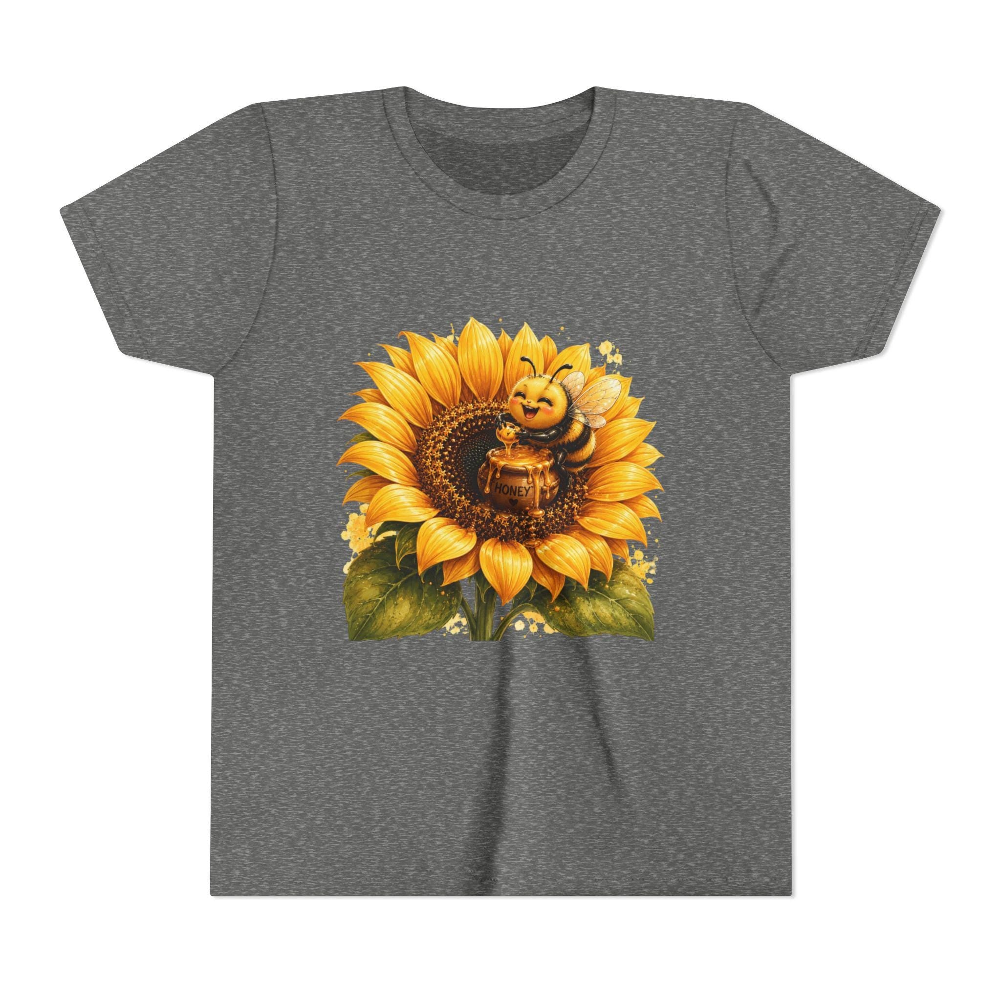 Sunflower with Bee Youth Tee | Kids Floral Nature Shirt