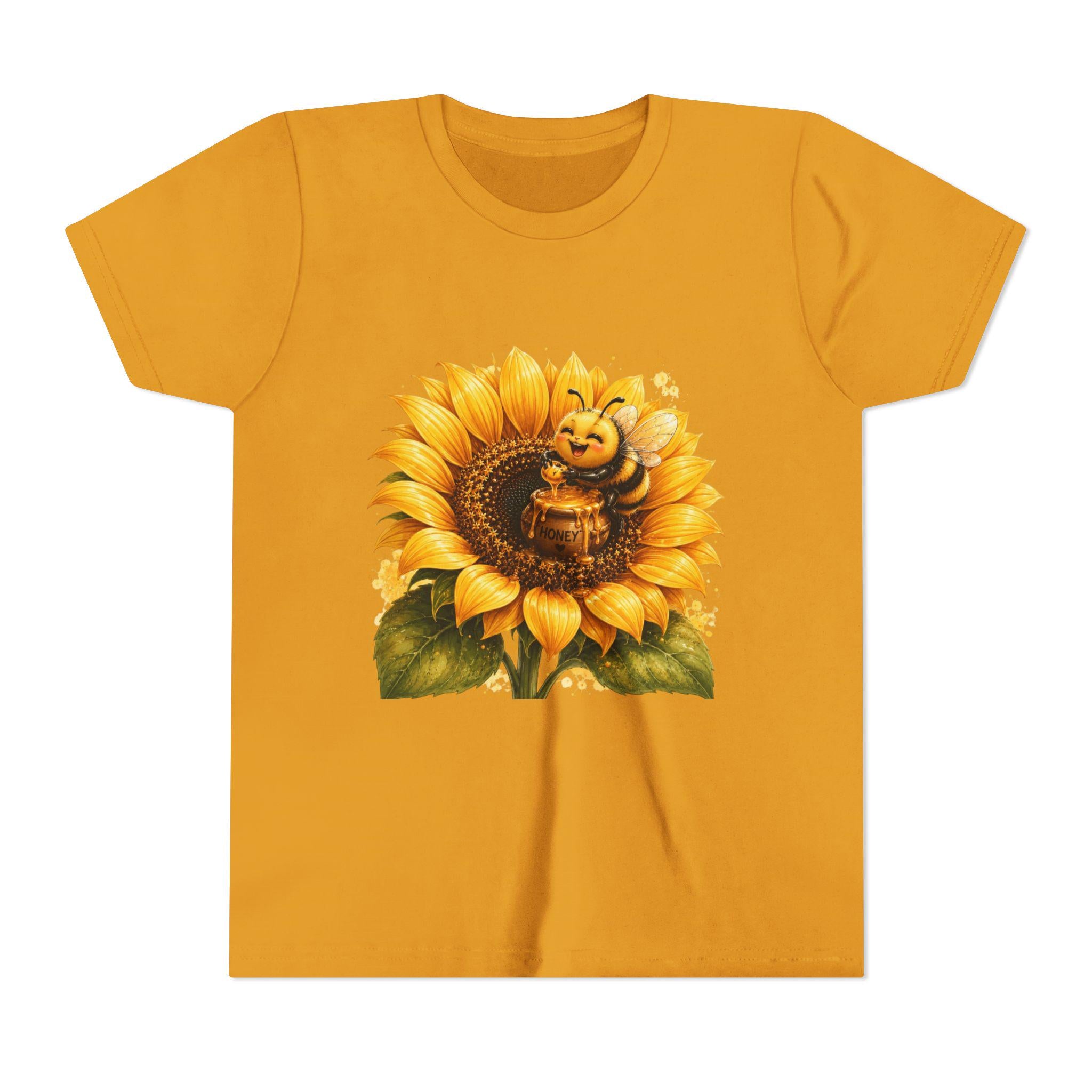 Sunflower with Bee Youth Tee | Kids Floral Nature Shirt