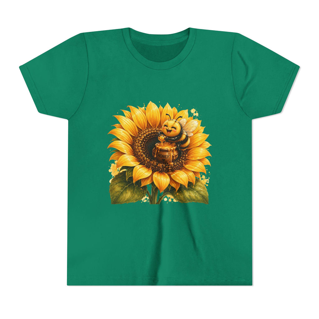 Sunflower with Bee Youth Tee | Kids Floral Nature Shirt