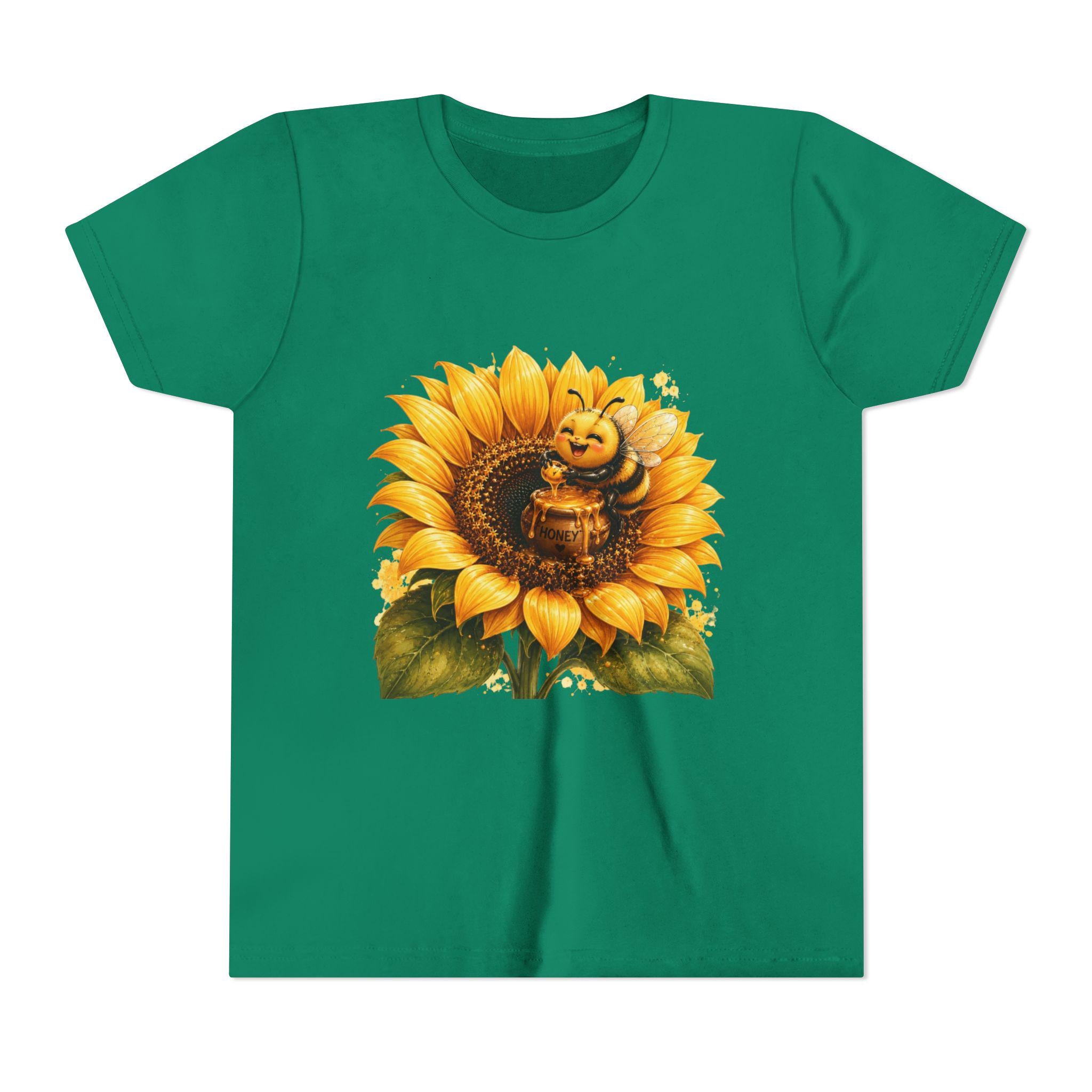 Sunflower with Bee Youth Tee | Kids Floral Nature Shirt