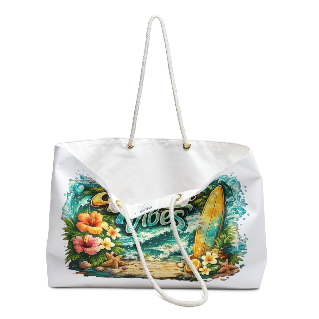 Weekend Vibes Surf Scene Weekender Bag | Tropical Beach, Surfboard, Sunset