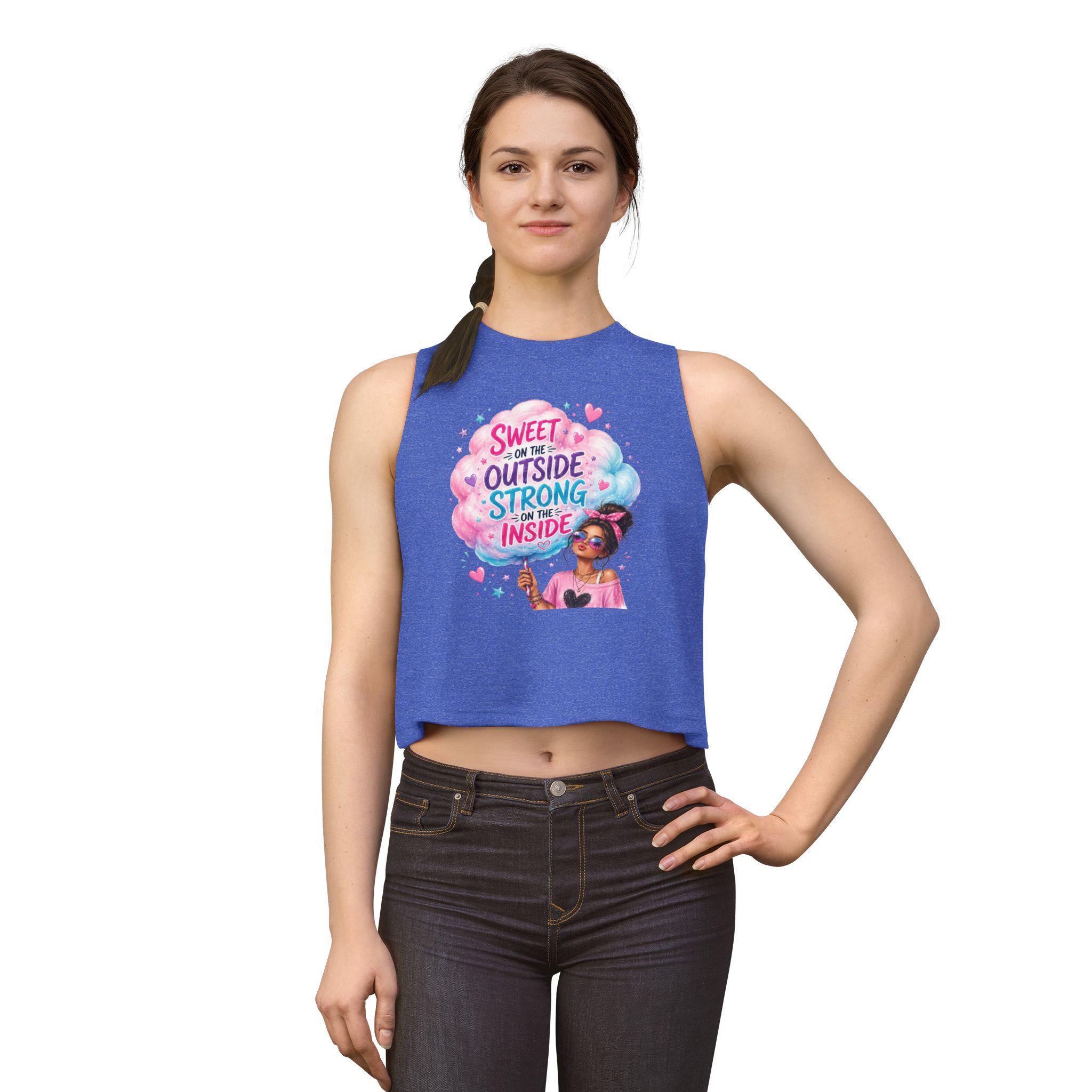 Sweet on the Outside Strong on the Inside Crop Top | Cotton Graphic Tank